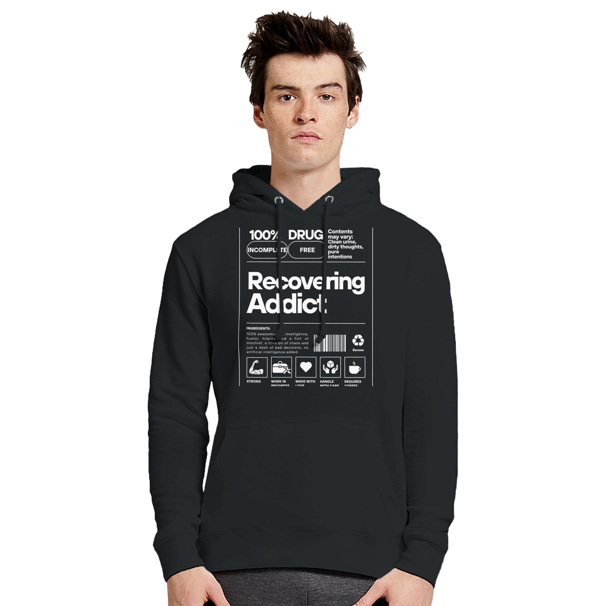 Proud and Printed Unisex Pullover Hoodie | Laneseven LS13001 Black