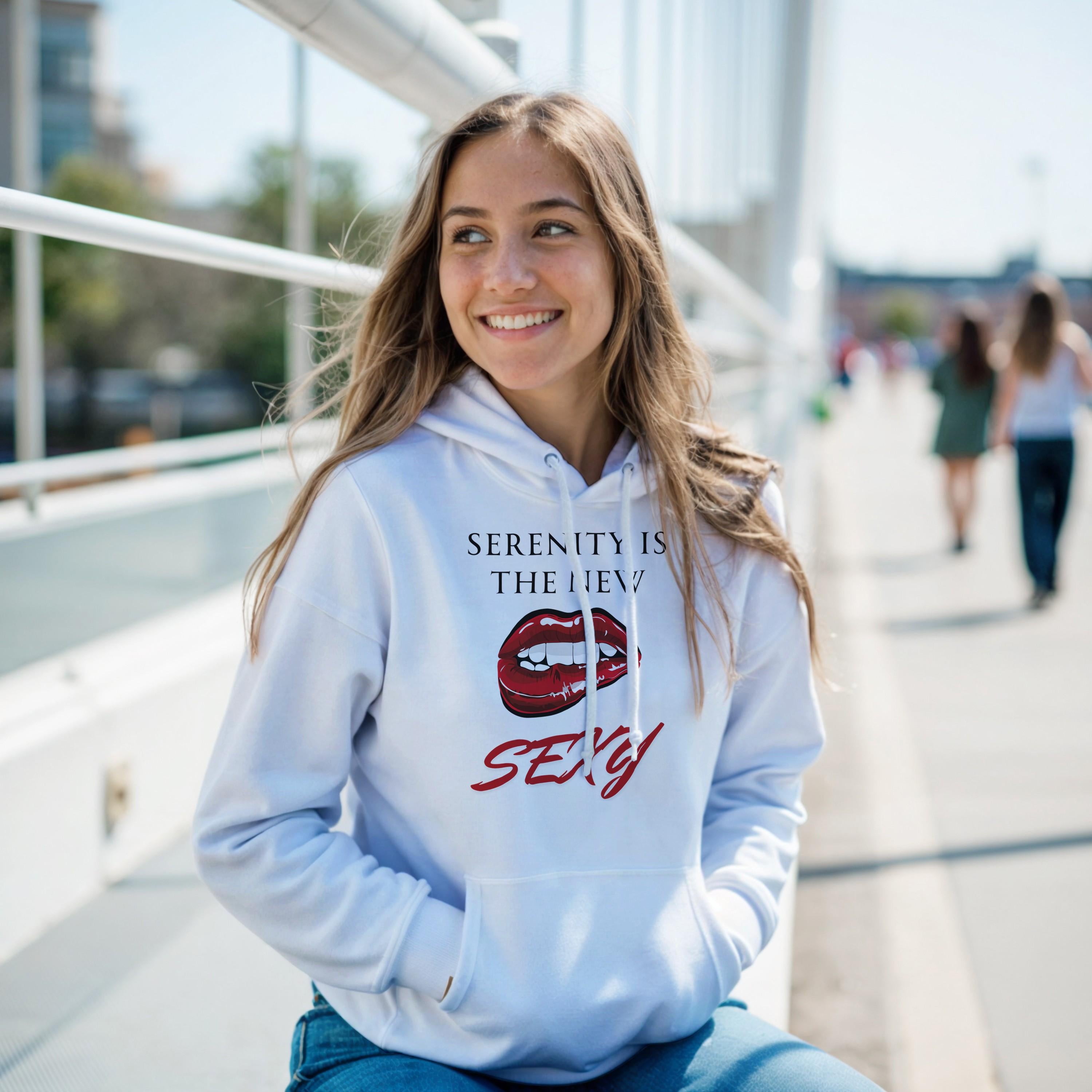 Serenity Is the New Sexy Hoodie – Recovery Humor, Mental Health Style | Gildan® 18500