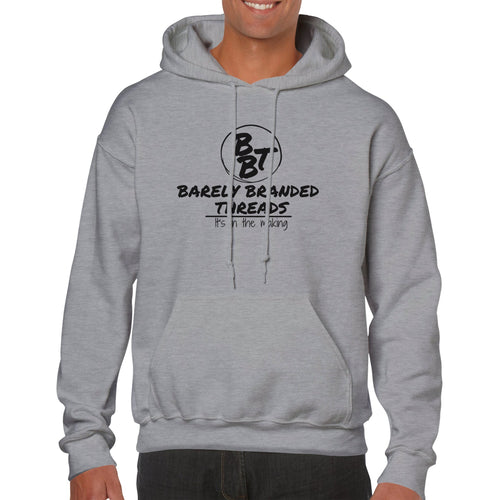 Barely Branded Threads Premium Unisex Pullover Hoodie Sports Grey