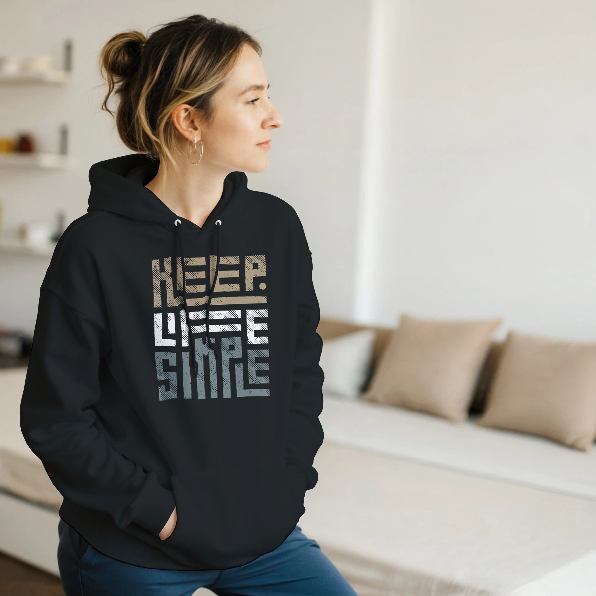 Keep Life Simple Unisex Pullover Hoodie | Gildan® 18500 Black