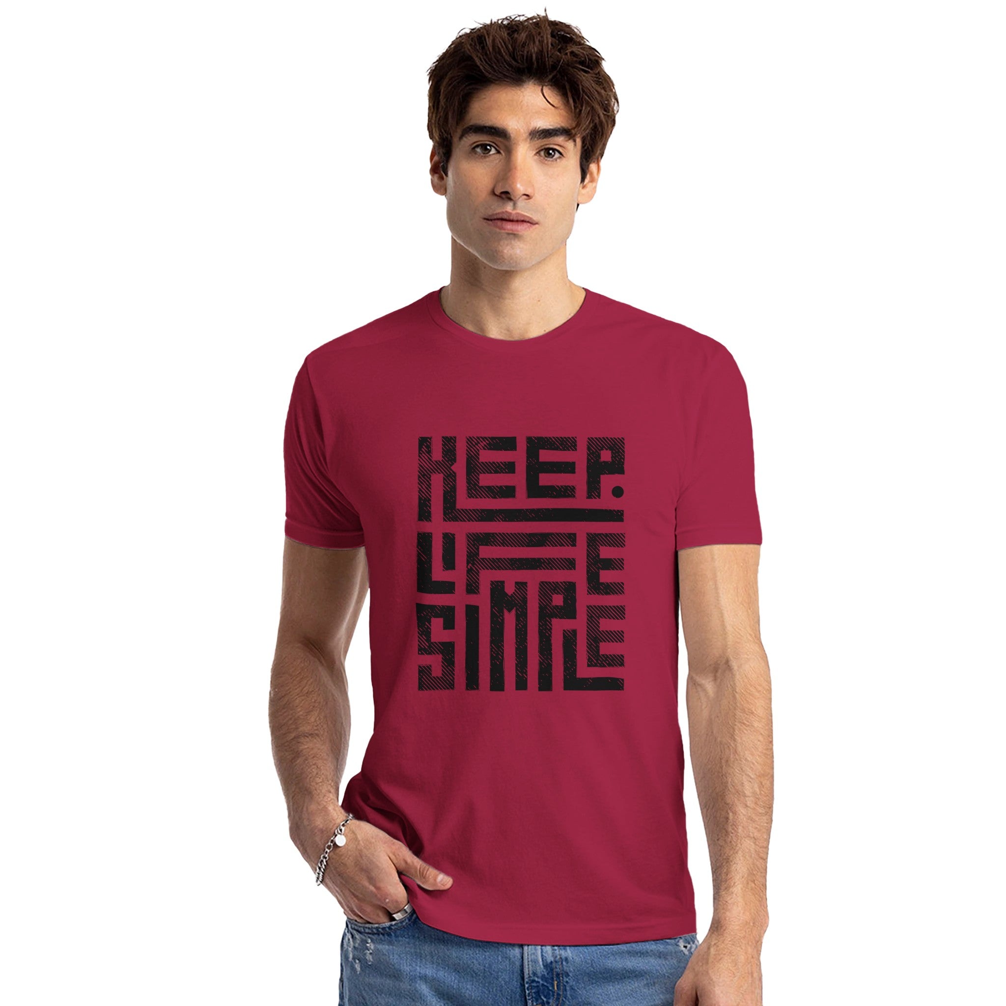 Keep Life Simple Unisex Crewneck T-Shirt | Next Level N6210 Cardinal