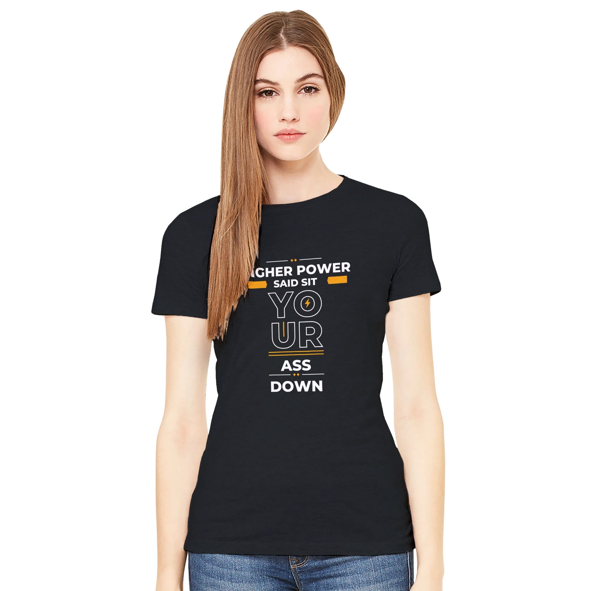 Higher Power Premium Womens Crewneck T-shirt | Bella + Canvas 6004 Black