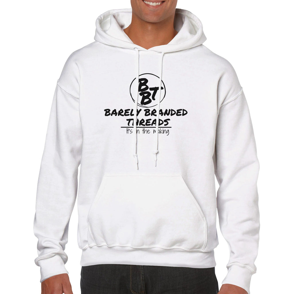 Barely Branded Threads Premium Unisex Pullover Hoodie White